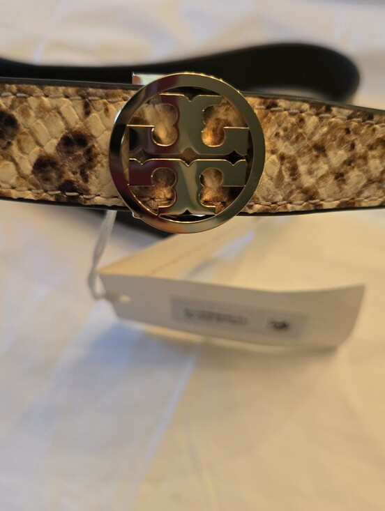 Tory Burch Miller Snake-Embossed Leather Belt Size M, NWT Gift Luxury